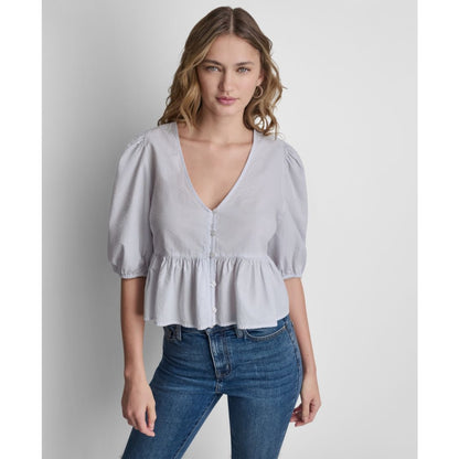 Dkny Jeans Women's V-Neck Button-Front Shirt