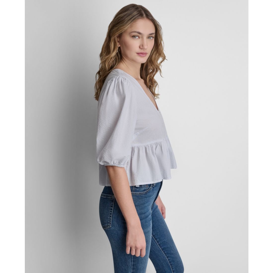 Dkny Jeans Women's V-Neck Button-Front Shirt
