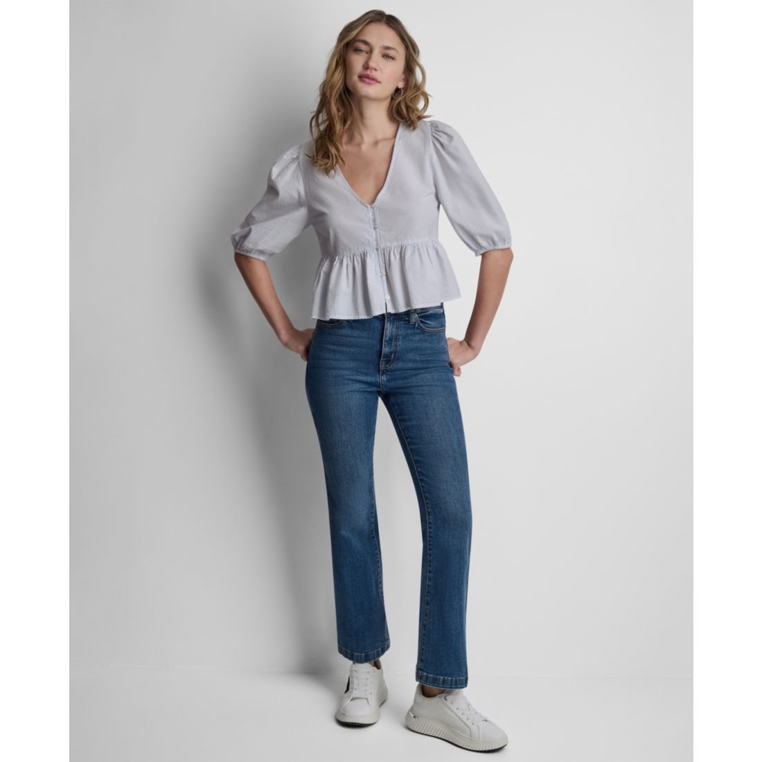 Dkny Jeans Women's V-Neck Button-Front Shirt