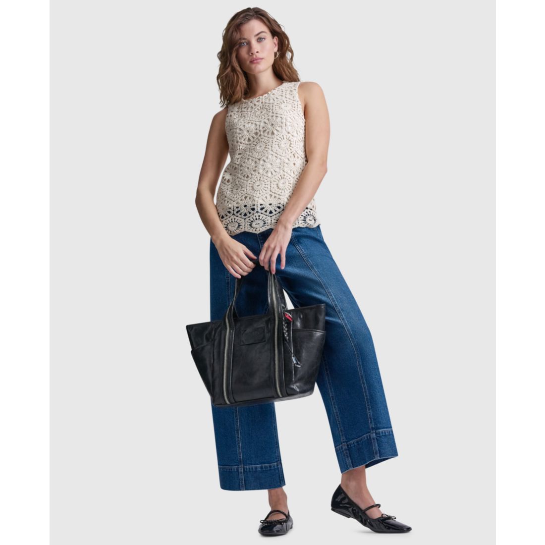 Dkny Jeans Women's Sleeveless Crochet Knit Tank Top