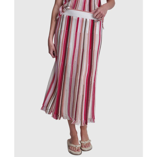 Dkny Jeans Women's Pointelle Stitch Striped Midi Skirt