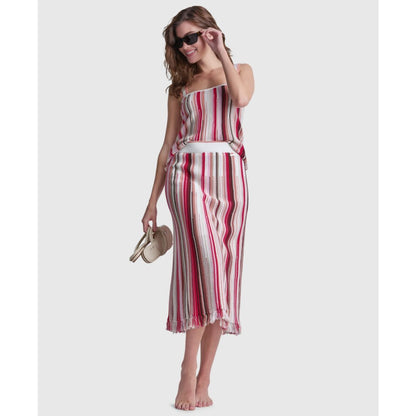 Dkny Jeans Women's Pointelle Stitch Striped Midi Skirt