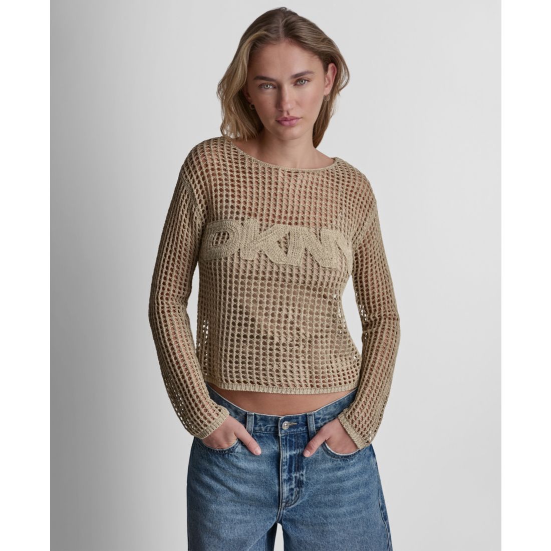 Dkny Jeans Women's Long-Sleeve Boat Neck Sweater