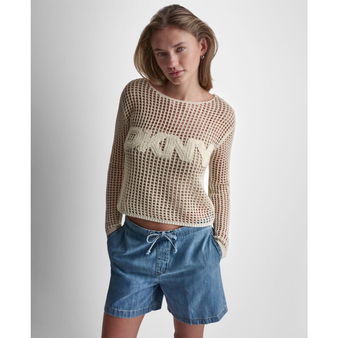 Dkny Jeans Women's Long-Sleeve Boat Neck Sweater