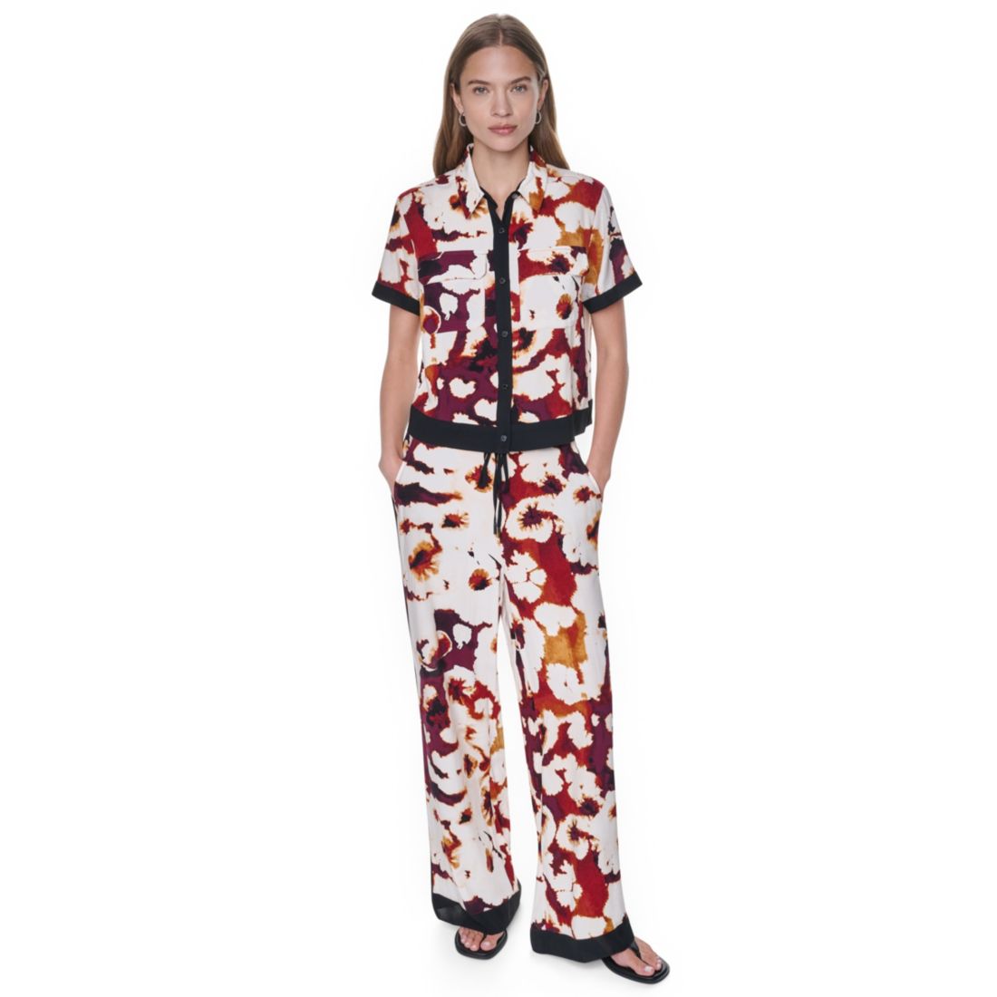 Dkny Women's Printed Short-Sleeve Camp Shirt