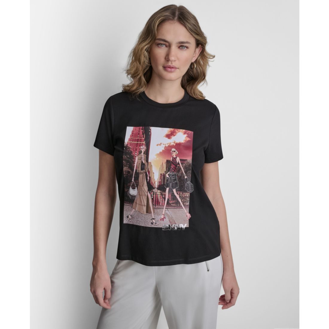 Dkny Women's Manhattan Henge Conversational Crewneck T-Shirt