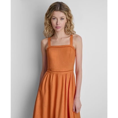 Dkny Women's Sleeveless Straight Neck Loop Lace Dress