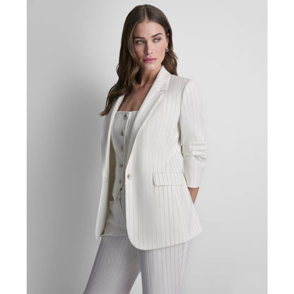 Dkny Women's Pinstripe One-Button Notch Collar Jacket