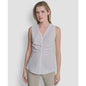 Dkny Women's Sleeveless Cotton Polin Ruched Front Top