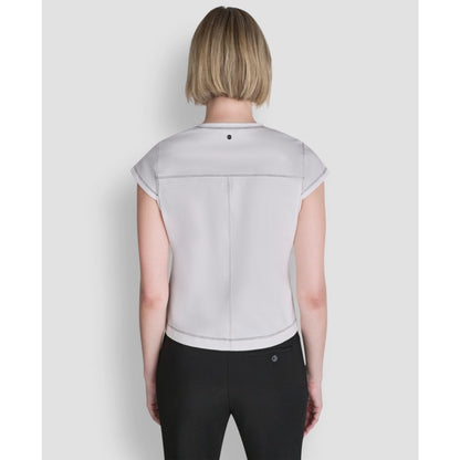Dkny Women's City Ponte Knit Cap-Sleeve Crew Neck Top