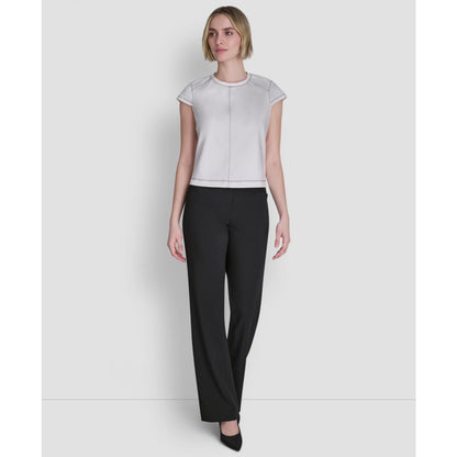 Dkny Women's City Ponte Knit Cap-Sleeve Crew Neck Top