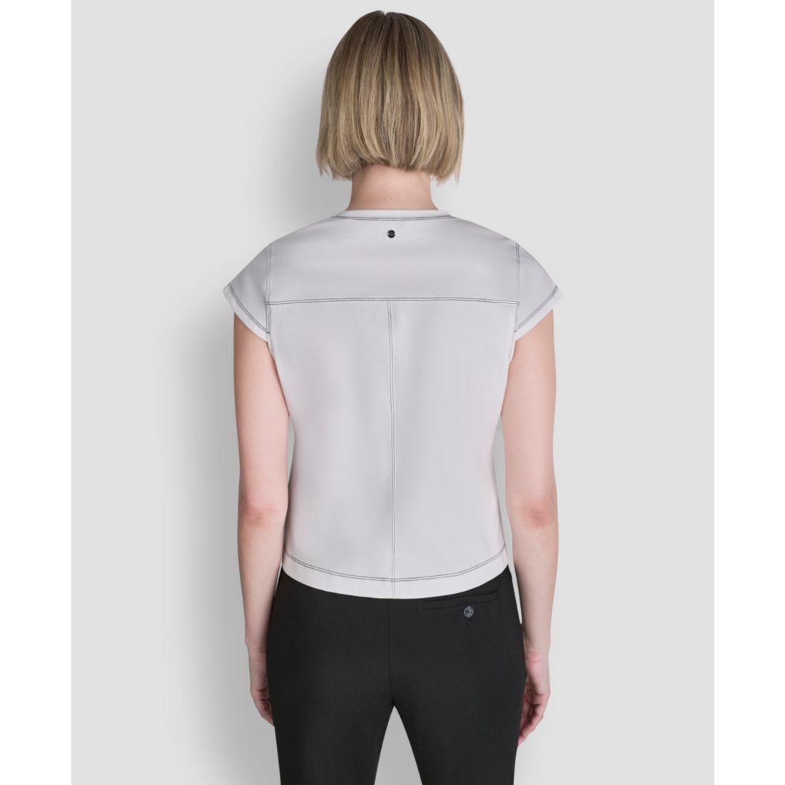 Dkny Women's City Ponte Knit Cap-Sleeve Crew Neck Top