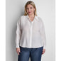Dkny Plus Size Long-Sleeve Collared Organza Blouse