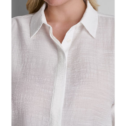 Dkny Plus Size Long-Sleeve Collared Organza Blouse