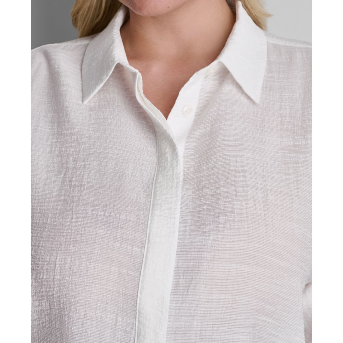 Dkny Plus Size Long-Sleeve Collared Organza Blouse