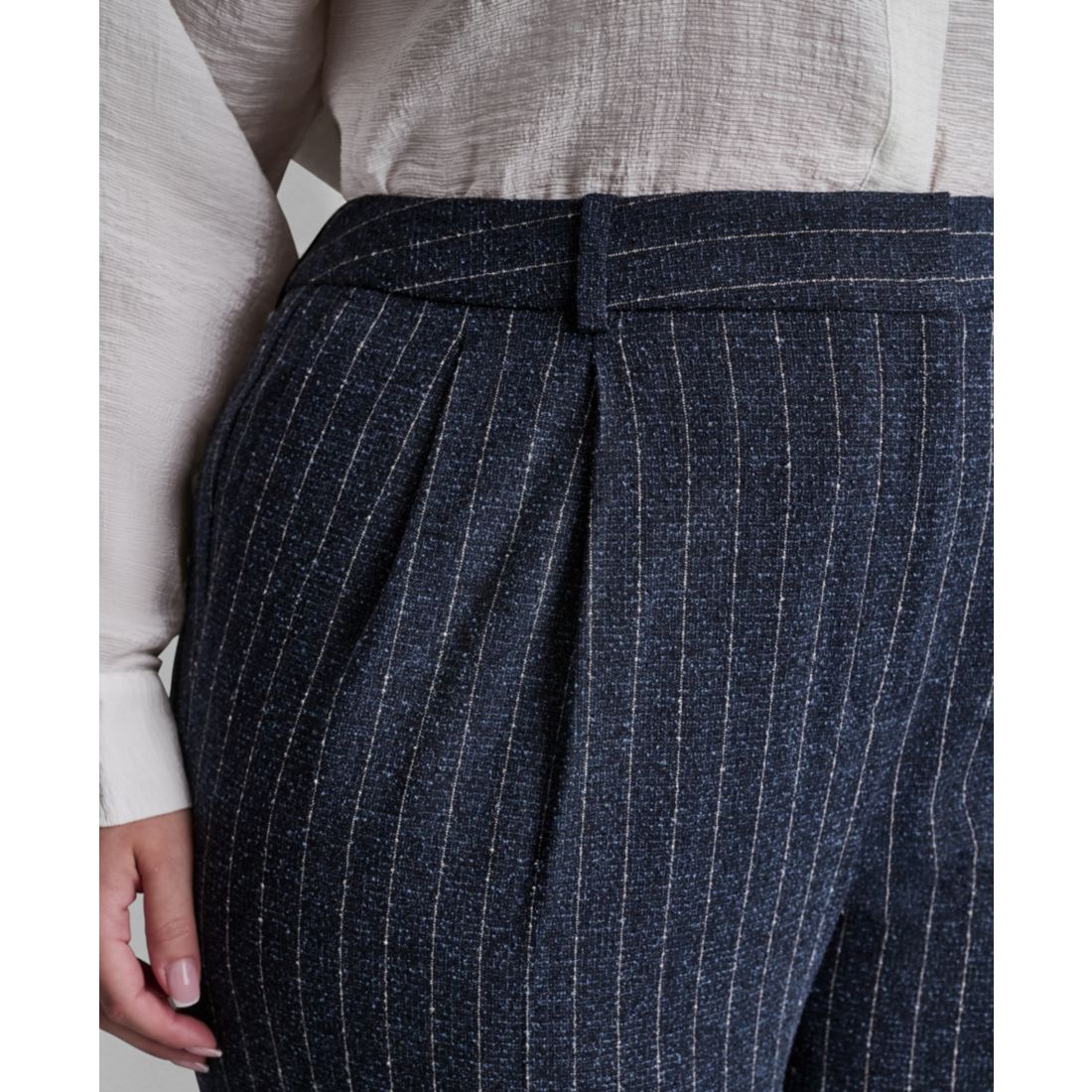 Dkny Plus Size Mid-Rise Pinstripe Pleated Trouser
