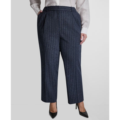 Dkny Plus Size Mid-Rise Pinstripe Pleated Trouser