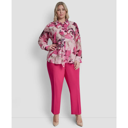 Dkny Plus Size Printed Button-Front Top