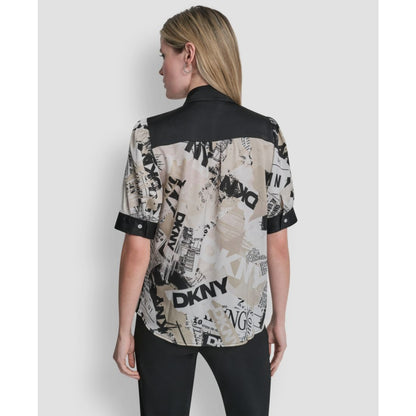 Dkny Women's Newspaper-Print Woven Blouse