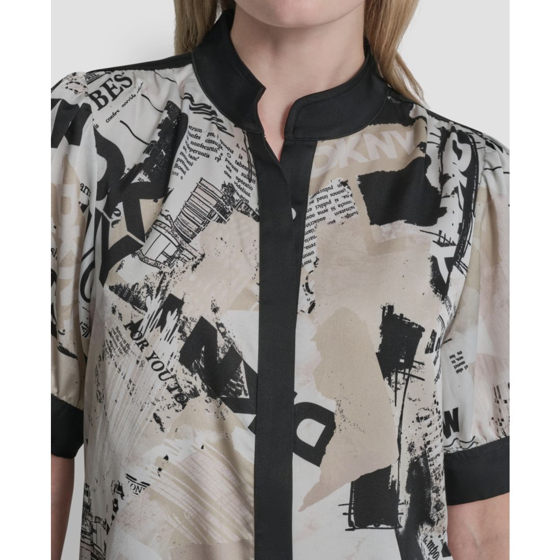 Dkny Women's Newspaper-Print Woven Blouse