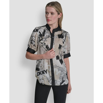 Dkny Women's Newspaper-Print Woven Blouse
