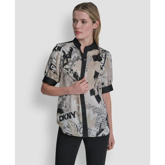 Dkny Women's Newspaper-Print Woven Blouse