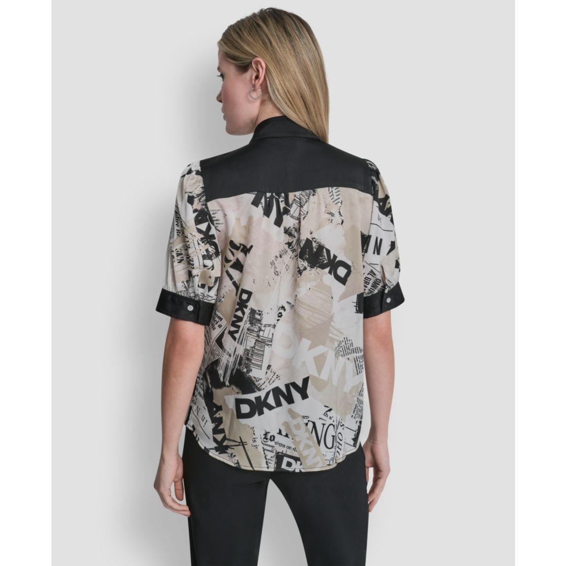 Dkny Women's Newspaper-Print Woven Blouse