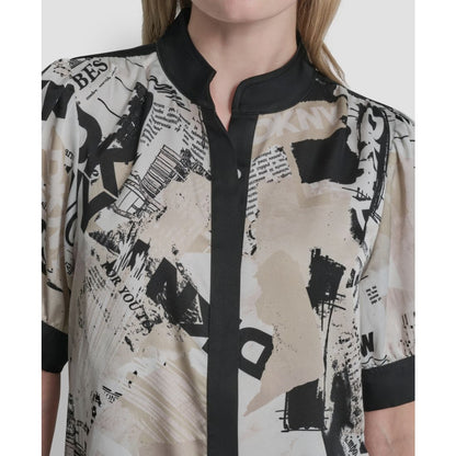 Dkny Women's Newspaper-Print Woven Blouse