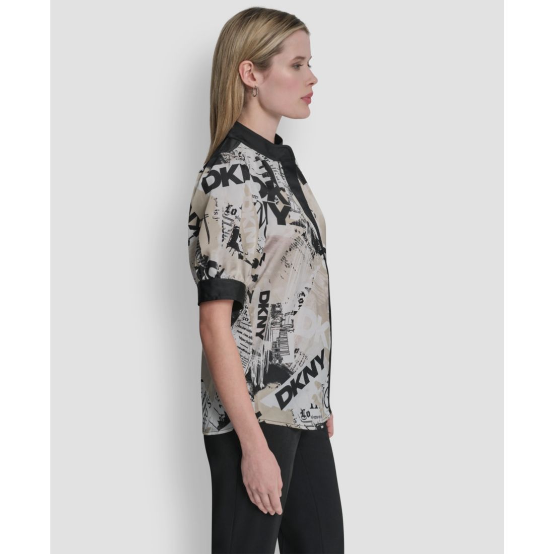 Dkny Women's Newspaper-Print Woven Blouse
