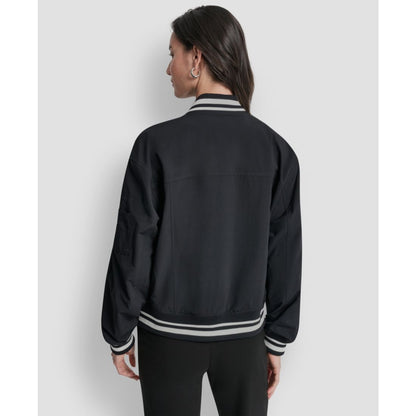 Dkny Women's 1989 Pins & Patches Snap-Front Varsity Jacket