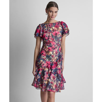Dkny Women's Double Flutter Short-Sleeve Ruffle Hem Dress