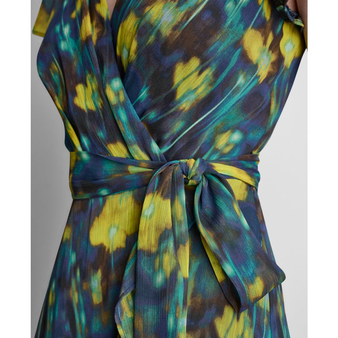 Dkny Women's Flutter-Sleeve Faux Wrap Ruffle Hem Midi Dress