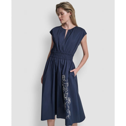 Dkny Women's Cap-Sleeve Jewel Neck Keyhole Midi Dress
