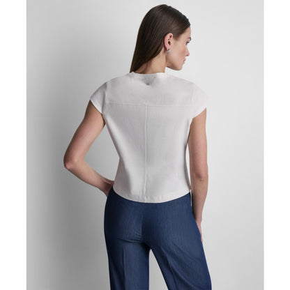 Dkny Women's City Ponte Cap Sleeve Knit Top