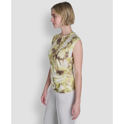 Dkny Women's Printed Knit Crew Neck Cap-Sleeve Top