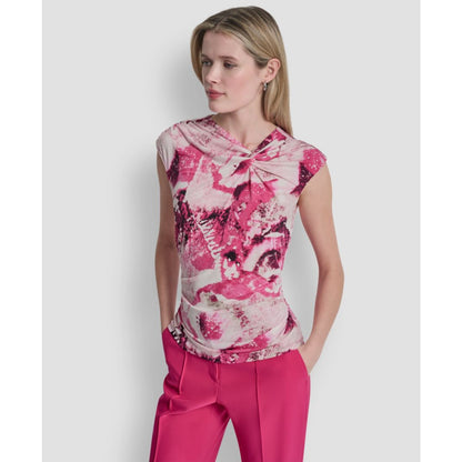 Dkny Women's Asymmetric Neck Cap-Sleeve Top