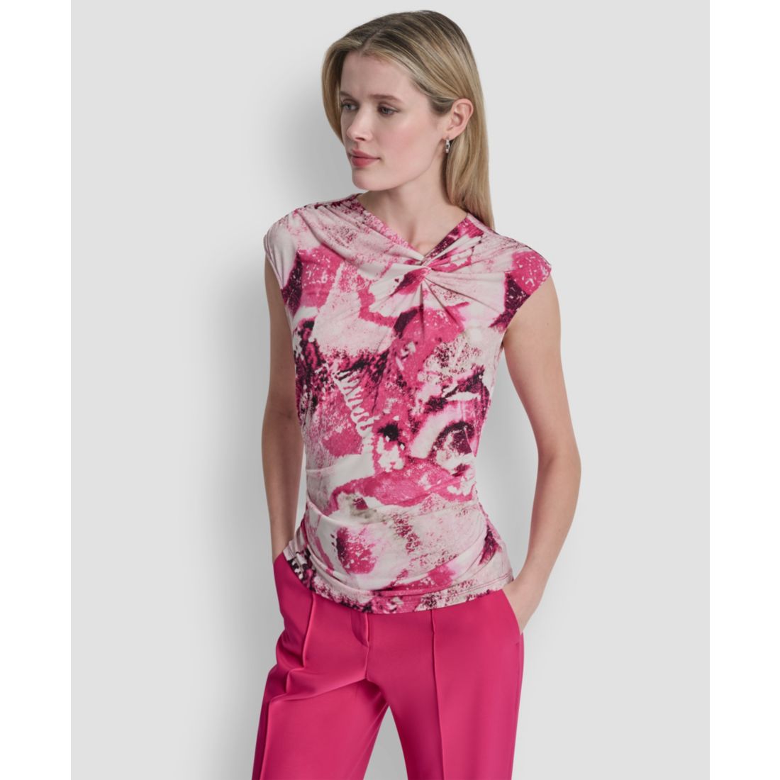 Dkny Women's Asymmetric Neck Cap-Sleeve Top