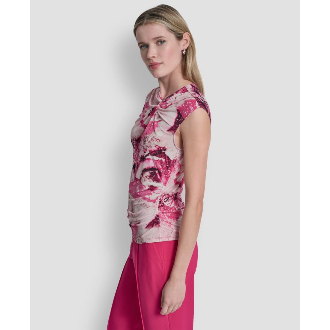 Dkny Women's Asymmetric Neck Cap-Sleeve Top