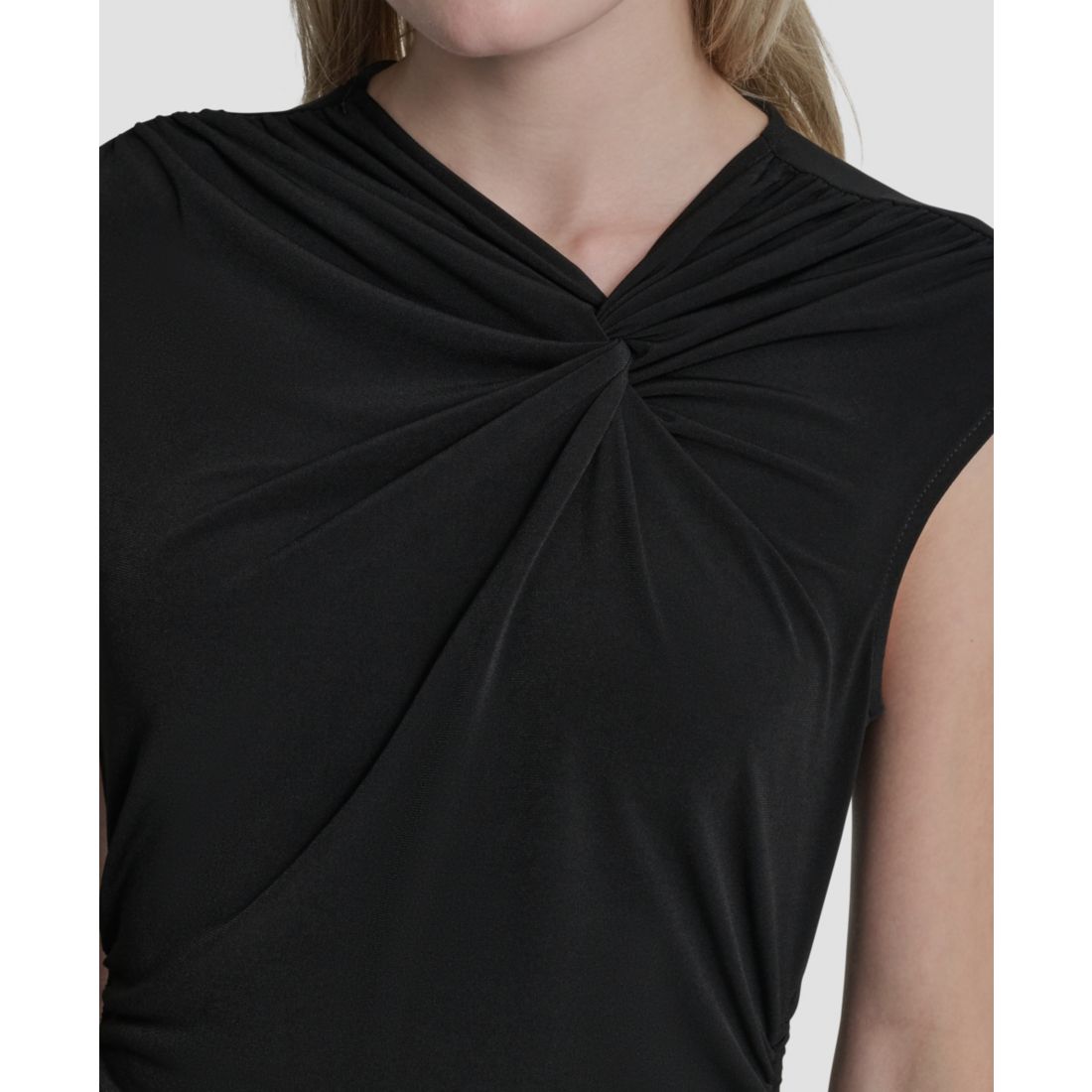 Dkny Women's Asymmetric Neck Cap-Sleeve Knit Top