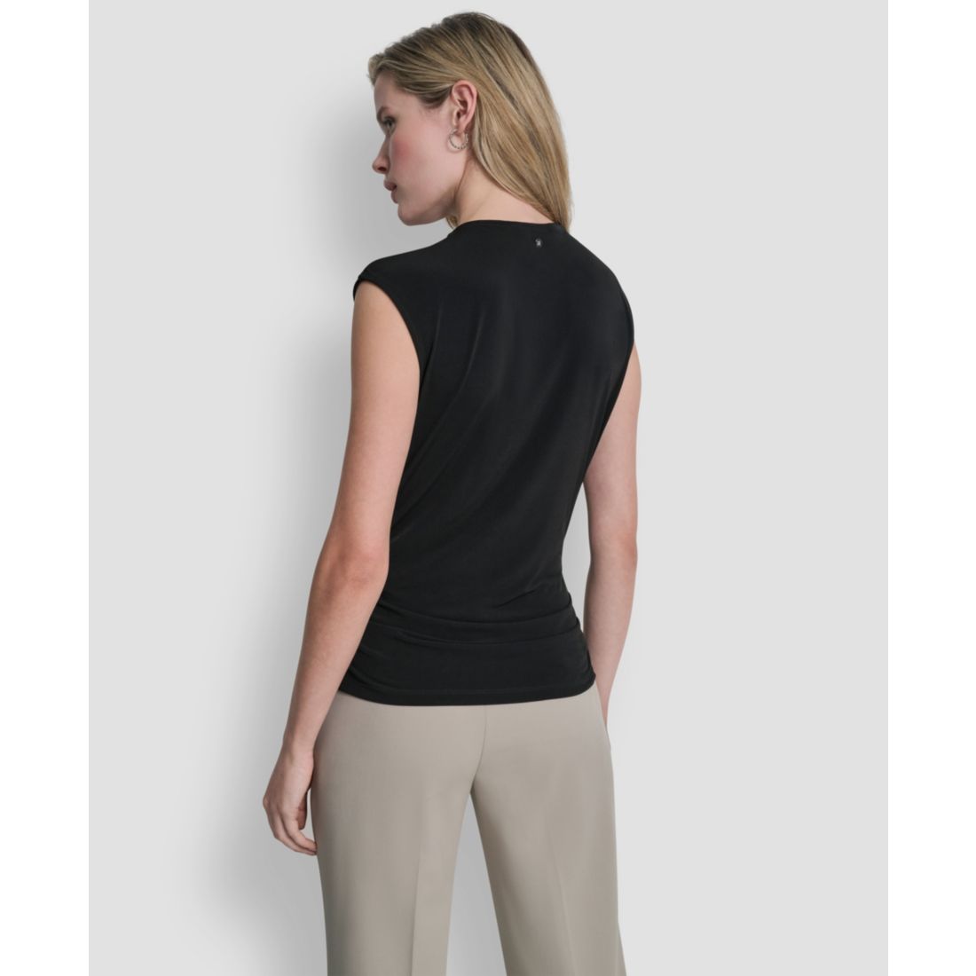 Dkny Women's Asymmetric Neck Cap-Sleeve Knit Top