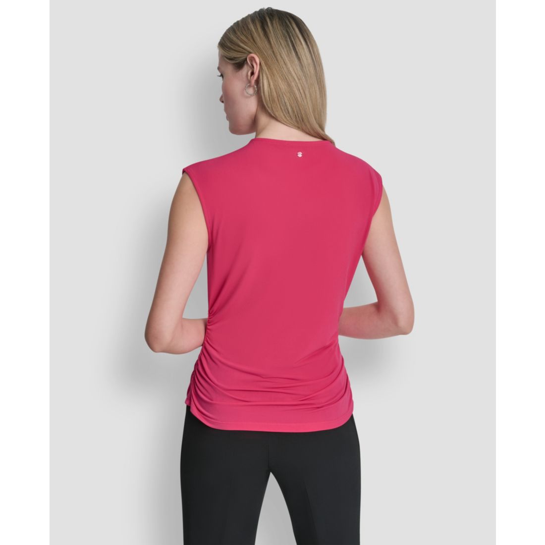 Dkny Women's Asymmetric Neck Cap-Sleeve Knit Top