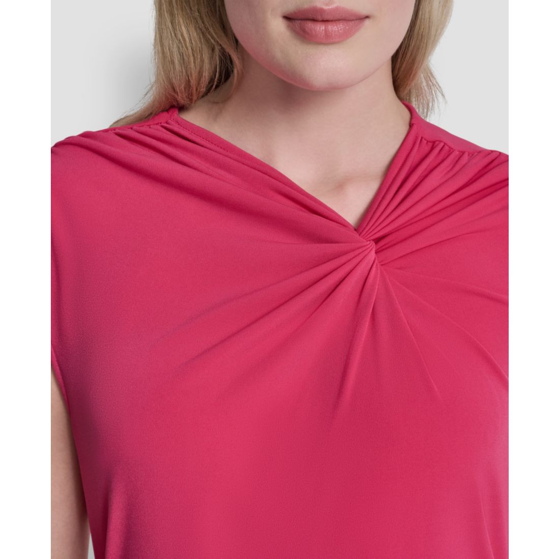 Dkny Women's Asymmetric Neck Cap-Sleeve Knit Top