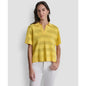 Dkny Women's Sheer Striped Collared Short-Sleeve Polo Shirt