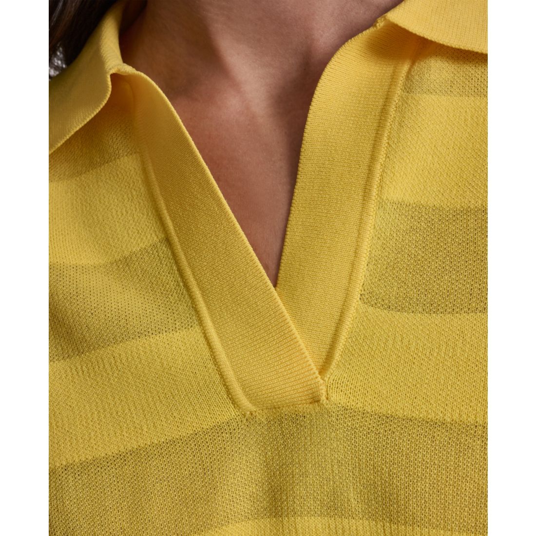 Dkny Women's Sheer Striped Collared Short-Sleeve Polo Shirt