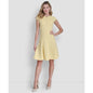 Dkny Women's Cap-Sleeve Crew Neck Fit and Flare Dress
