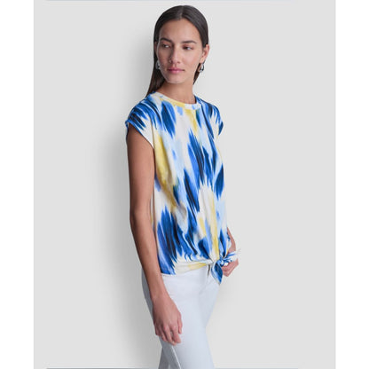 Dkny Women's Abstract Print Tie-Waist Top
