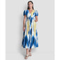 Dkny Women's Printed V-Neck Smocked Midi Dress