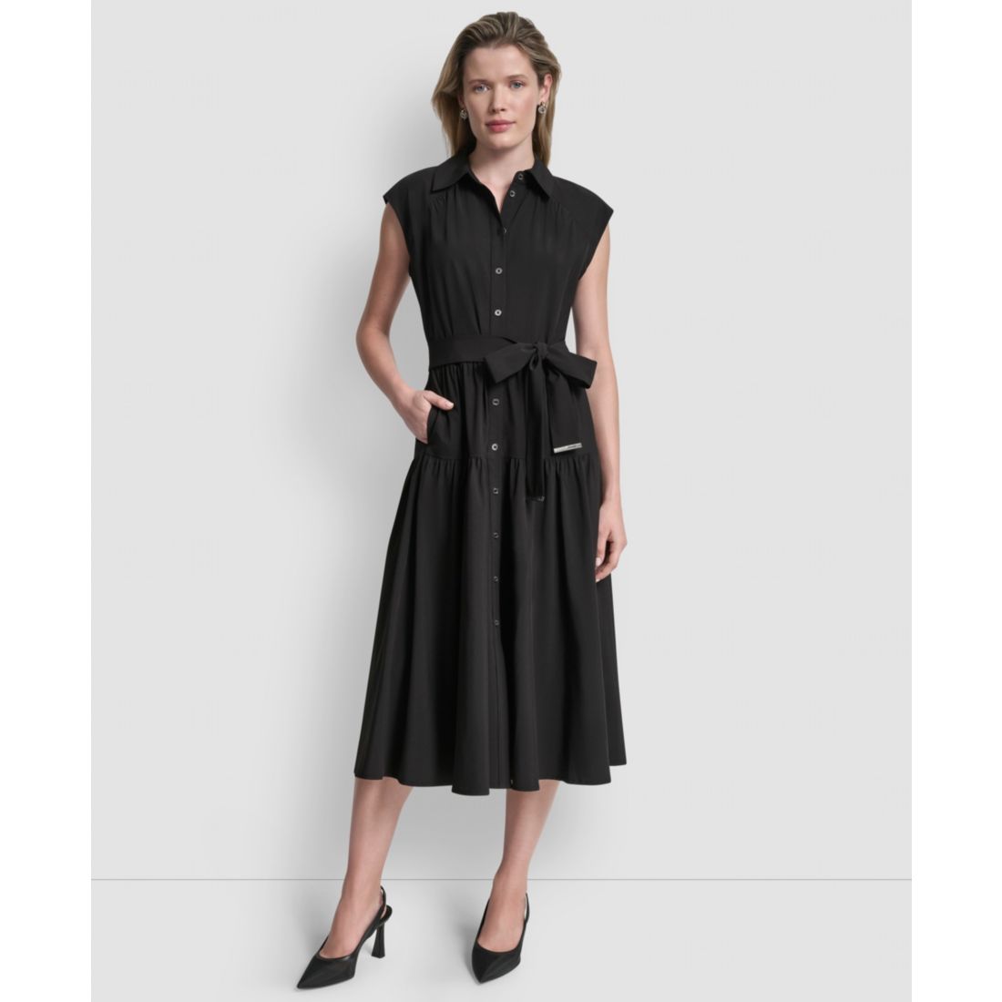 Dkny Women's Cap-Sleeve Drop Waist Shirt Dress