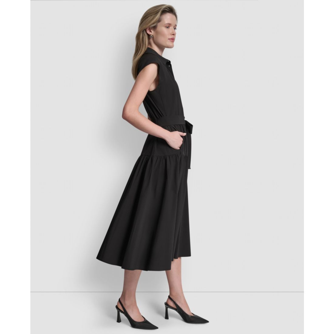 Dkny Women's Cap-Sleeve Drop Waist Shirt Dress