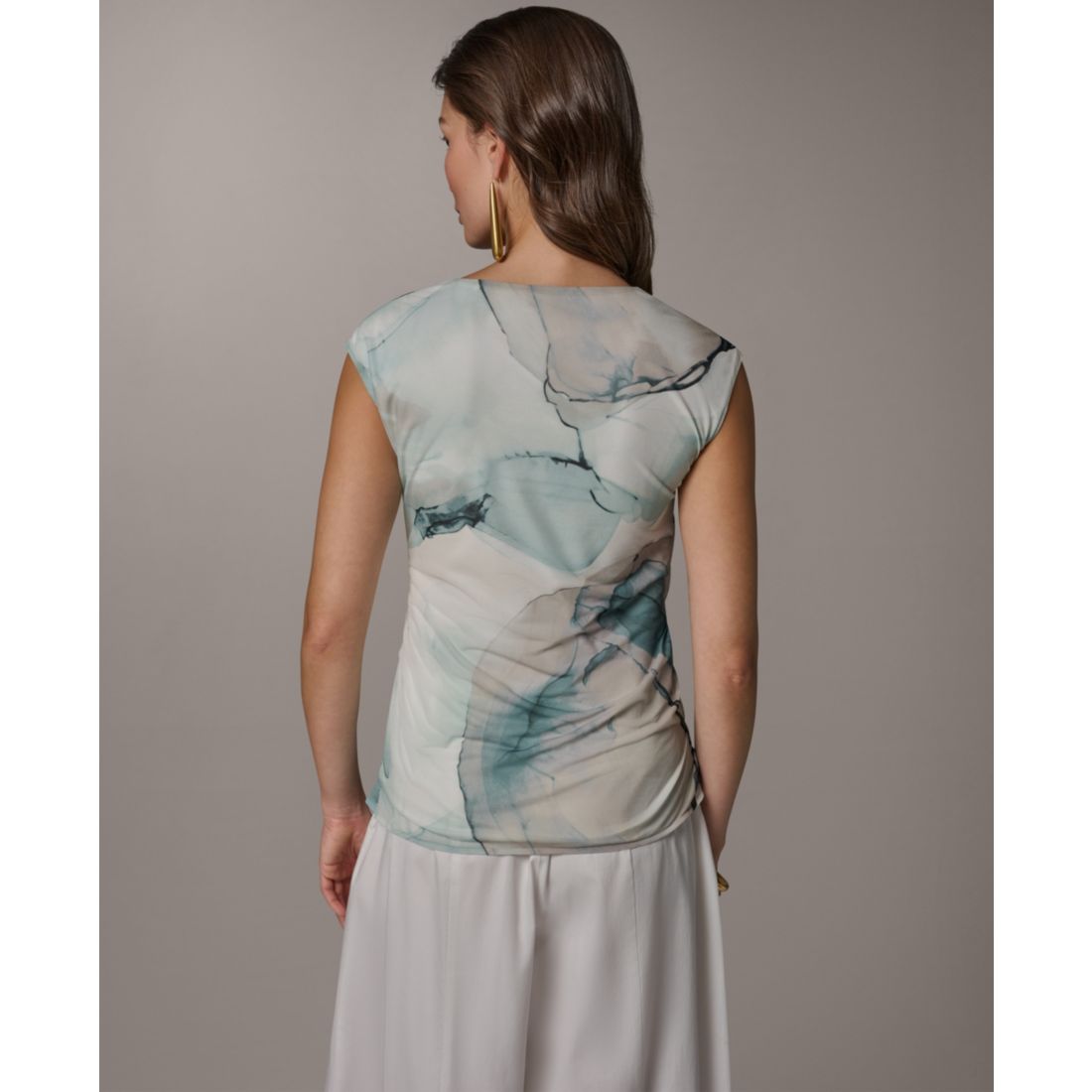 Donna Karan New York Women's Printed V-Neck Top